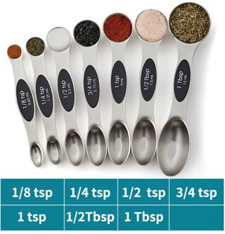 Magnetische Maatlepels Set Van 8, Rvs, Dubbelzijdige, Voor Meten Droge En Vloeibare Ingrediënten, keuken Accessoires reeks of 7 zwart