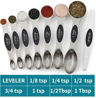 Magnetische Maatlepels Set Van 8, Rvs, Dubbelzijdige, Voor Meten Droge En Vloeibare Ingrediënten, keuken Accessoires reeks of 8 zwart