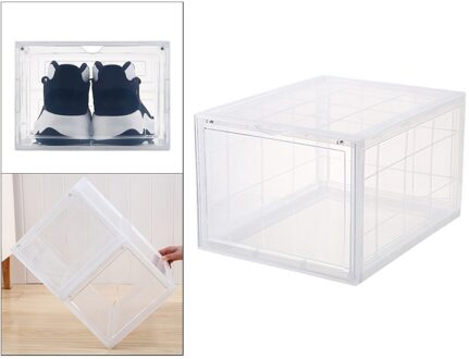 Magnetische Open Schoenendoos Plastic Schoenen Opslag Stofdicht Display Sneakers Box Organizer Kan Worden Gestapeld Plastic Schoen Container doorzichtig