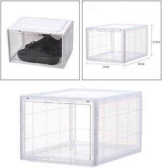 Magnetische Open Schoenendoos Plastic Schoenen Opslag Stofdicht Display Sneakers Box Organizer Kan Worden Gestapeld Plastic Schoen Container wit