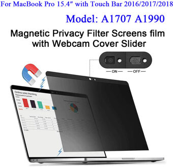 Magnetische Privacy Filter Schermen film met Webcam Cover Slider Voor MacBook Pro 13, touch ID Air 13 "A1932