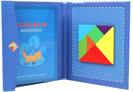Magnetische Puzzel Tangram Speelgoed Houten Puzzel Speelgoed Educatief Tangram Magnetische Boek Vorm 3D Puzzel Cadeau Voor Kinderen Speelgoed Kid