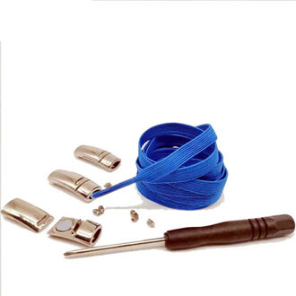 Magnetische Schoenveters Elastische Geen Stropdas Veters Platte Vergrendeling Schoenveter Kids Adult Sneakers Lui Veters One Size Fits All schoenen donker blauw