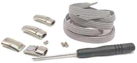 Magnetische Schoenveters Elastische Geen Stropdas Veters Platte Vergrendeling Schoenveter Kids Adult Sneakers Lui Veters One Size Fits All schoenen Donkergrijs