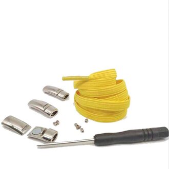 Magnetische Schoenveters Elastische Geen Stropdas Veters Platte Vergrendeling Schoenveter Kids Adult Sneakers Lui Veters One Size Fits All schoenen geel