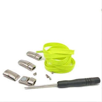 Magnetische Schoenveters Elastische Geen Stropdas Veters Platte Vergrendeling Schoenveter Kids Adult Sneakers Lui Veters One Size Fits All schoenen groen