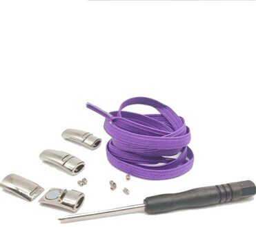 Magnetische Schoenveters Elastische Geen Stropdas Veters Platte Vergrendeling Schoenveter Kids Adult Sneakers Lui Veters One Size Fits All schoenen paars