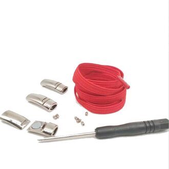 Magnetische Schoenveters Elastische Geen Stropdas Veters Platte Vergrendeling Schoenveter Kids Adult Sneakers Lui Veters One Size Fits All schoenen rood