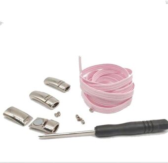 Magnetische Schoenveters Elastische Geen Stropdas Veters Platte Vergrendeling Schoenveter Kids Adult Sneakers Lui Veters One Size Fits All schoenen roze