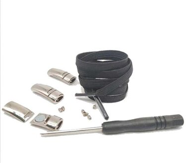 Magnetische Schoenveters Elastische Geen Stropdas Veters Platte Vergrendeling Schoenveter Kids Adult Sneakers Lui Veters One Size Fits All schoenen zwart