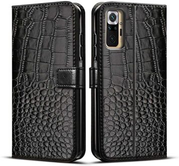 Magnetische & Siliconen Case Voor Redmi Note 10 Pro Case Lederen Vintage Wallet Case Voor Xiaomi Redmi Note 10 Pro max Cover Flip Capa Redmi Note 10Pro Max / zwart