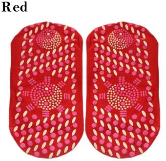 Magnetische Sokken Unisex Zelfopwarming Gezondheidszorg Sokken Toermalijn Magnetische Therapie Comfortabele Ademende Voet Massager Warm Sport rood