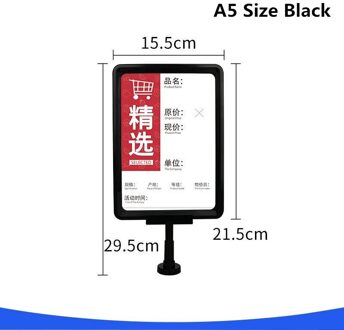 Magnetische Teken Houder Display Stand Clear Tafel Vel Portret Ad Frames Papier Houder Voor Thuis Kantoor Winkel Restaurant A5 zwart