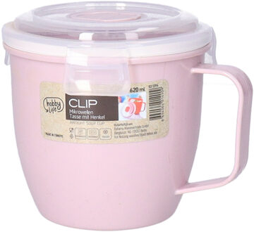 Magnetron beker - 620 ml - voedsel opwarmen - roze - 8.5 x 11 cm