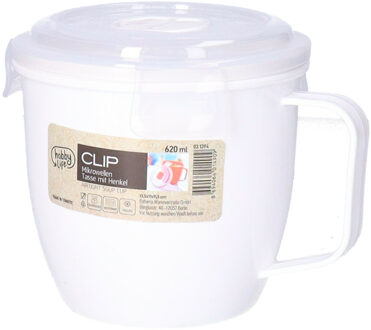 Magnetron beker - 620 ml - voedsel opwarmen - wit - 8.5 x 11 cm