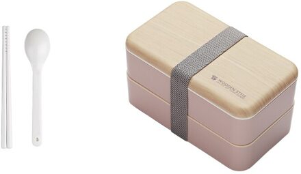 Magnetron Dubbele Laag Lunch Box Houten Bento Box Draagbare Container Doos Bpa Gratis Roze