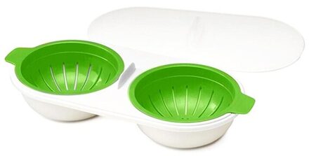 Magnetron Ei Stroper Food Grade Kookgerei Dubbele Cup Eierkoker Keuken Gestoomde Ei Set Magnetrons Koken Gereedschap groen
