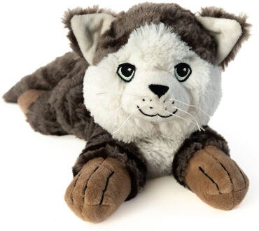 Magnetron Knuffel - kat / poes - Warmte knuffeldier - grijs - 35 cm - pittenzak Donkergrijs