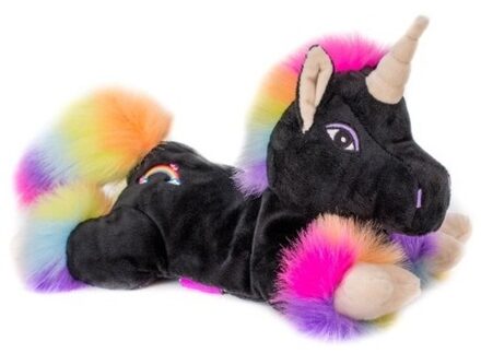 Magnetron knuffel zwarte unicorn 18 cm - Opwarmknuffels