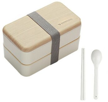Magnetron Lunchbox Houten Gerechten En Bestek Voedsel Opslag Container Voor Kinderen School Kids Office Bento Box Draagbare wit