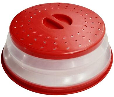 Magnetron Plaat Cover Voedsel Plaat Deksel Deksel, plaat Guard Deksel Met Stoom Vent & Vergiet Zeef Voor Fruit (Rood)