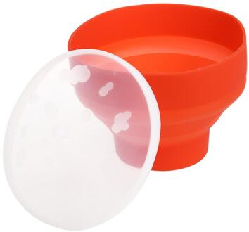 Magnetron Popcorn Poppers Opvouwbare Gebruik Voor DIY Voedsel Maken Home Keuken Opvouwbare Siliconen Kom met Cover 20x14.5 cm (Rood)