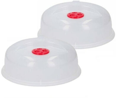 Magnetrondeksel/spatdeksel - 2x - kunststof - rood - 26,5 x 11 cm