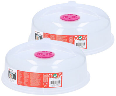 Magnetrondeksel/spatdeksel - 2x - kunststof - roze - 26,5 x 11 cm