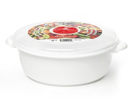 Magnetronschaal - deksel/ventiel - 2 liter - wit - kunststof - BPA vrij