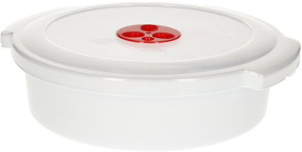 Magnetronschaal - deksel/ventiel - 2 liter - wit - kunststof - BPA vrij