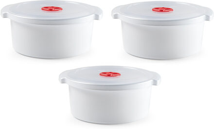 Magnetronschaal met deksel - 3x stuks - 3 liter - 25x23x10 cm - magnetronbakje