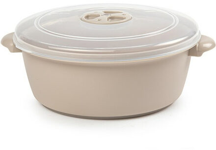 Magnetronschaal met deksel/ventiel - 1,5L - beige - kunststof - BPA vrij