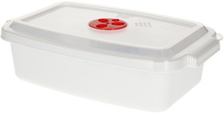 Magnetronschaal met deksel/ventiel - 1,6 liter - wit - kunststof - rechthoekig