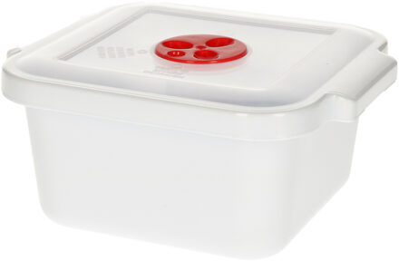 Magnetronschaal met deksel/ventiel - 1 liter - wit - kunststof - rechthoekig