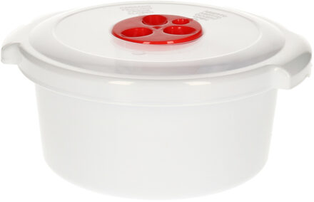 Magnetronschaal met deksel/ventiel - 1L - wit - kunststof - hoog model