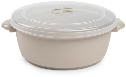 Magnetronschaal met deksel/ventiel - 2 liter - beige - kunststof - BPA vrij - keukenhulpmiddelen - Magnet