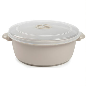Magnetronschaal met deksel/ventiel - 2L - beige - kunststof - BPA vrij