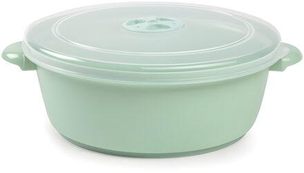 Magnetronschaal met deksel/ventiel - 2L - lichtgroen - kunststof - BPA vrij