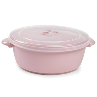 Magnetronschaal met deksel/ventiel - 2L - lichtroze - kunststof - BPA vrij