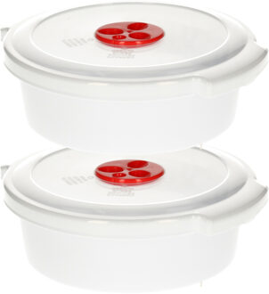 Magnetronschaal met deksel/ventiel - 3x - 1,5L - wit - kunststof