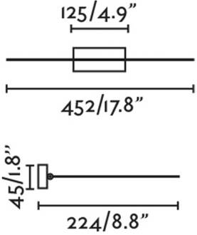 Magritte 450 LED wandlamp, zwart, aluminium, breedte 45 cm