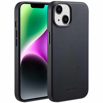 MagSafe Leather Backcover iPhone 14 Telefoonhoesje Zwart