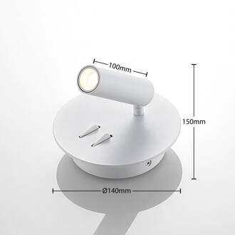 Magya LED wandlamp wit 2-lamps rond mat wit