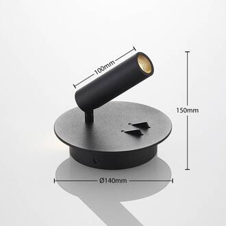Magya LED wandlamp zwart 2-lamps rond mat zwart