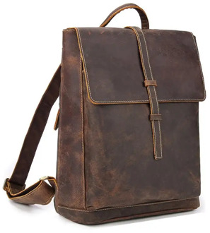 MAHEU dropshipping leather backpack vintage bagpacks for men male travel bag crazy horse leather men's bagpack A4 school bag