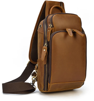 MAHEU Genuine Leather Chest Bag With USB Functional Sling Bag Chest Pack For Biker Outdoor Sport Biking Bag For Men Male