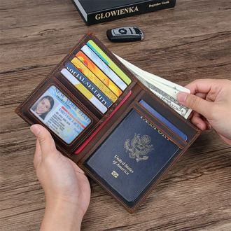 MAHEU New Style Vintage Leather Passport Holder Genuine Leather Passport Wallet Ticket Holder Men Women Multifunction Wallet