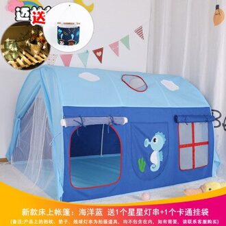Mai Noord Hij Kinderen Bed Tent Kruipen Tunnel Jongens En Meisjes Playhouse Princess Bed Gordijn Speelgoed Huis nieuw stijl oceaan blauw Upgrade Mosquito Net Door Curtain ster licht Cartoon Hanging zak