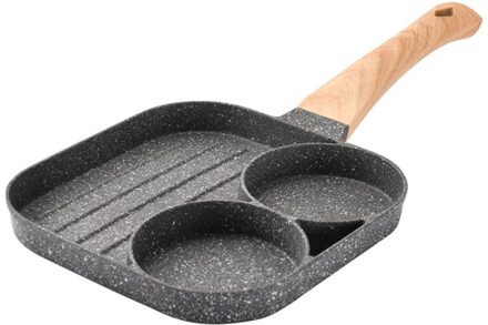 Maifan Non-stick Pannenkoek Pan, Twee Hole Steen, Drie In Een, Voor Vlees, Burger, ei, Burger, Met Houten Handvat