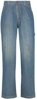 MAISON MARGIELA Blauwe Stonewashed Straight Jeans voor Dames Maison Margiela , Blue , Dames - W26,W27,W28